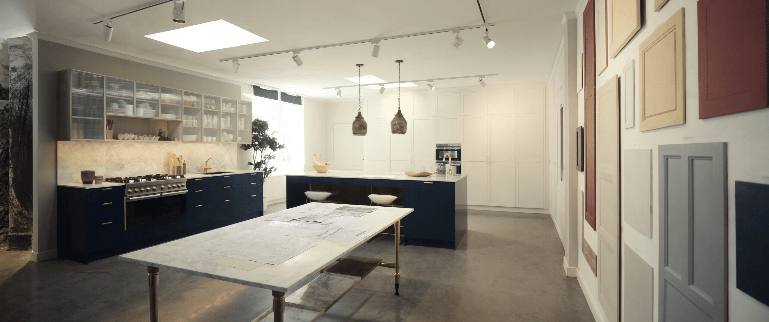 The Fabio Di Marco showroom in Hinckley, with display kitchens and sample doors